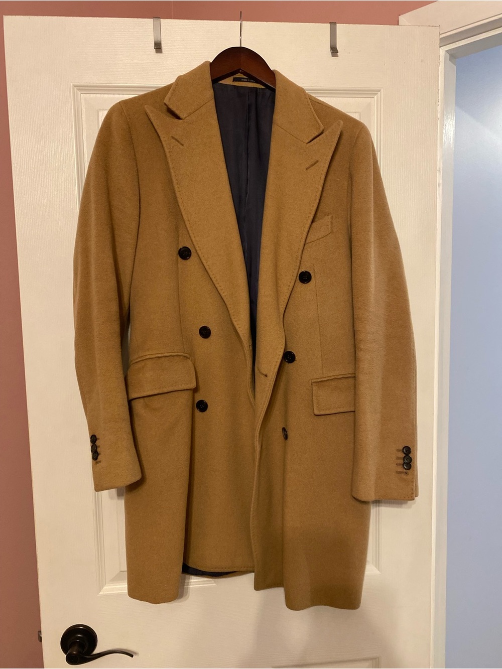 Suitsupply Camel Double-Breasted Pea Coat
